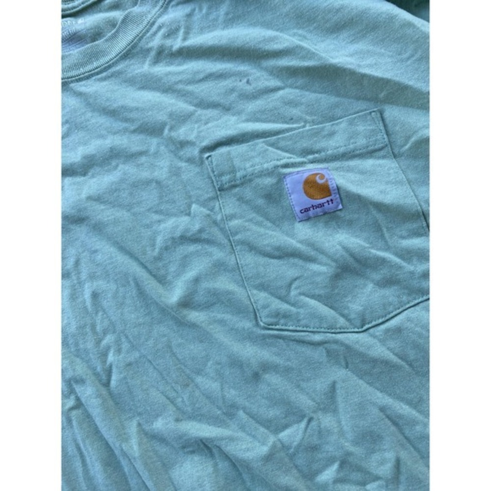 VTG Carhartt Shirt Mens 3XL Green Loose Fit Pocket Tee Workwear Tagless Crewneck - Picture 5 of 12